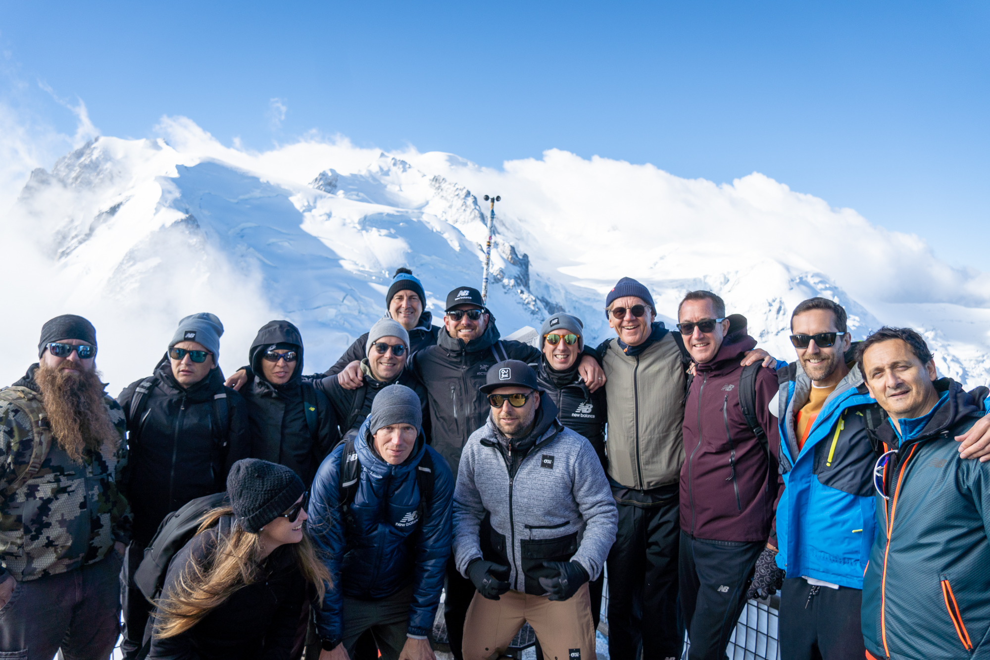 UTMB live experience team new balance a l'aiguille du midi